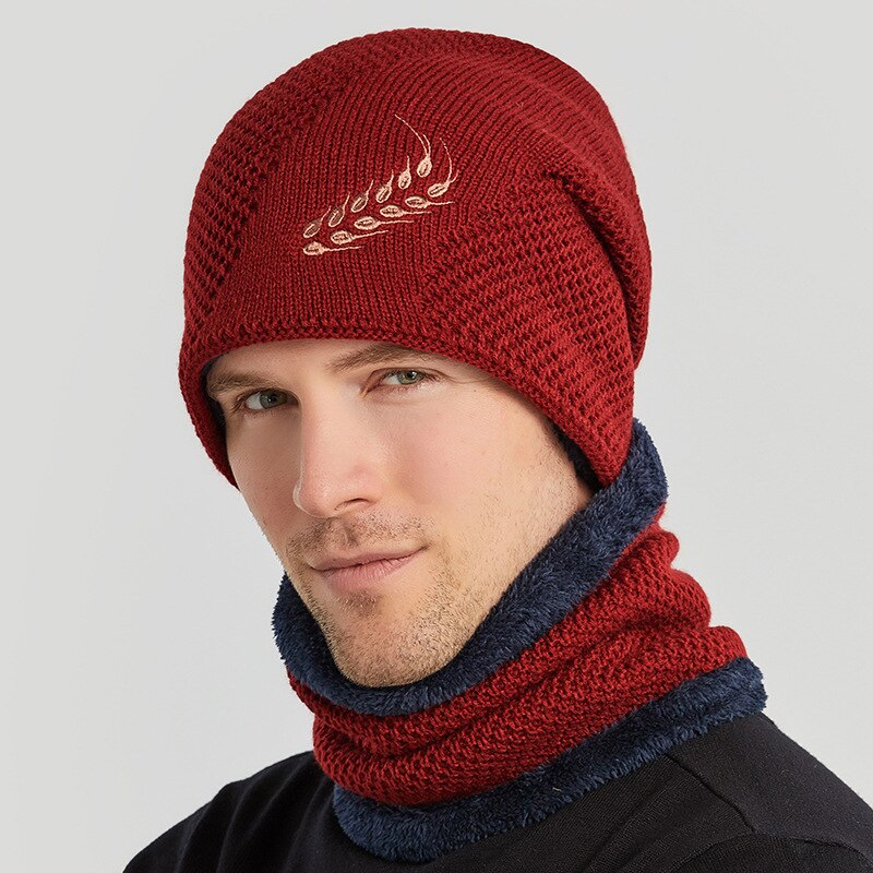 남자의 겨울 모자 두꺼운 따뜻한 스카프 모자 세트 소년 패션 Beanies 모자 남자 모자 야외 사이클링 보닛 남성 캐주얼 모자 Gorro Beanie